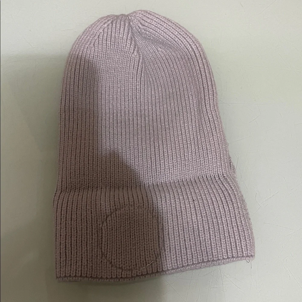 Gray Kids Beanie with Yellow Smiley Patch